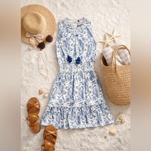 Cabana Life Blue Paisley UPF 50+ Cover Up Dress XS NWT Resort Beach